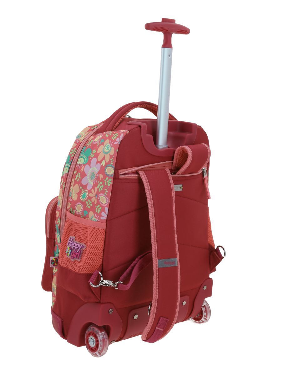 Mochila con ruedas escolar Happy Girl Floris unisex 3
