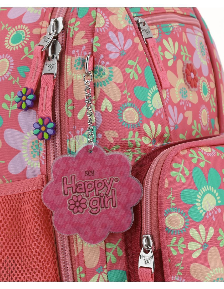 Mochila con ruedas escolar Happy Girl Floris unisex 9