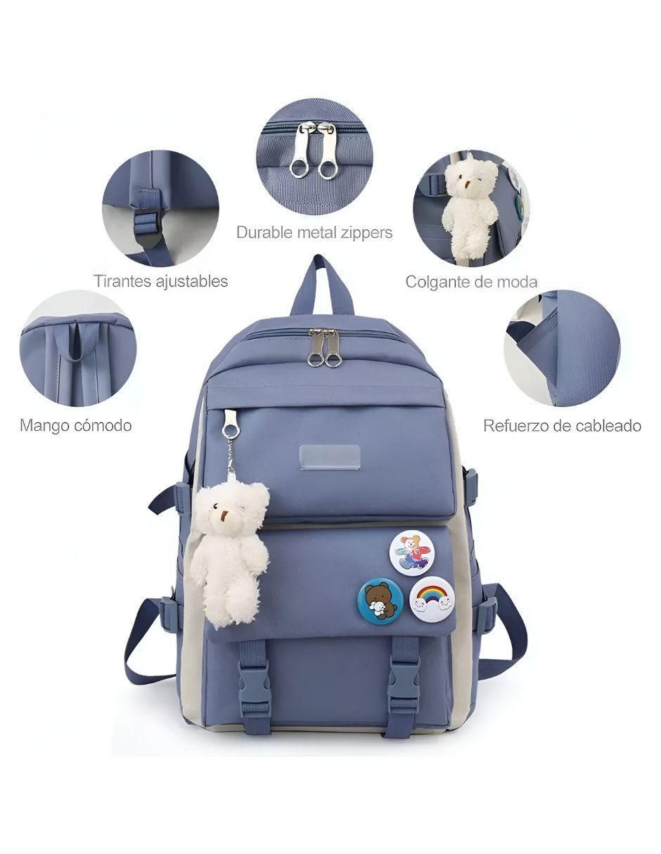 Set mochila escolar likëpink schoolfashion impermeable unisex