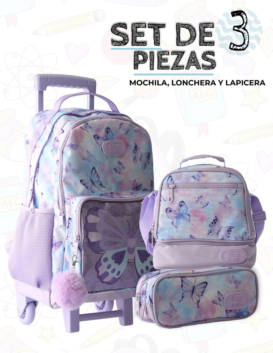 Set mochila escolar Us Urban Mariposa unisex
