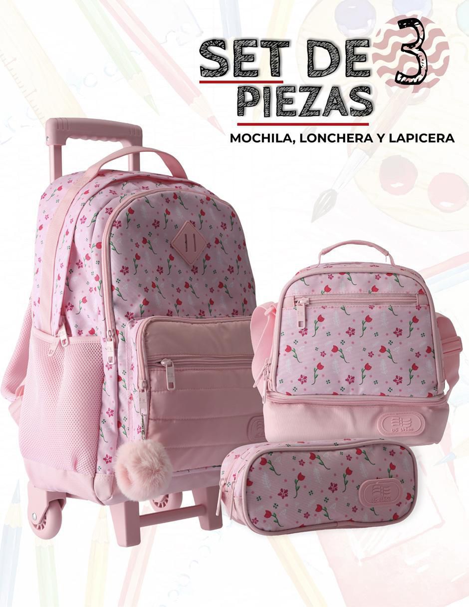 Set mochila escolar Flores unisex