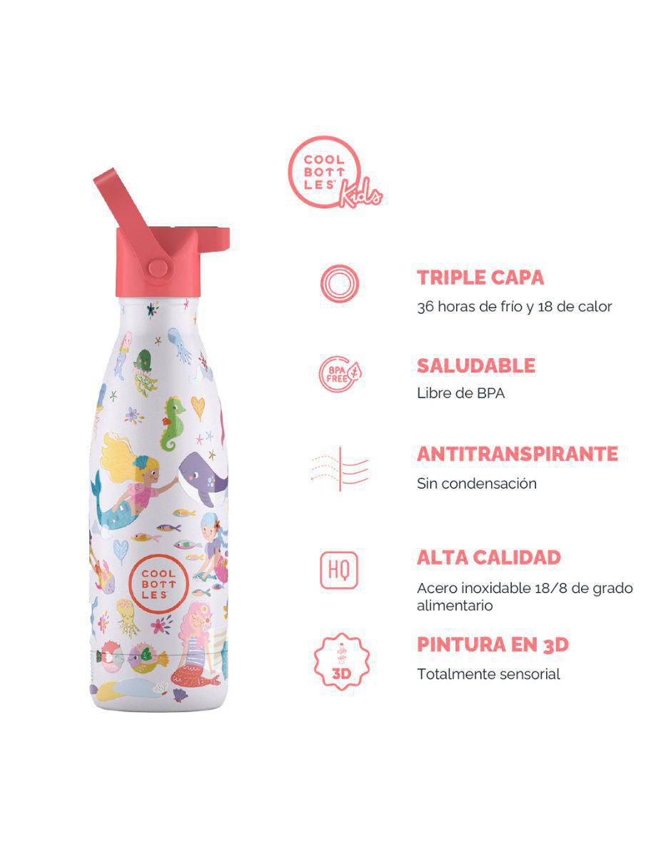 Termo de acero inoxidable Kids Dulces Sirenas con tapa rosca 350 ml