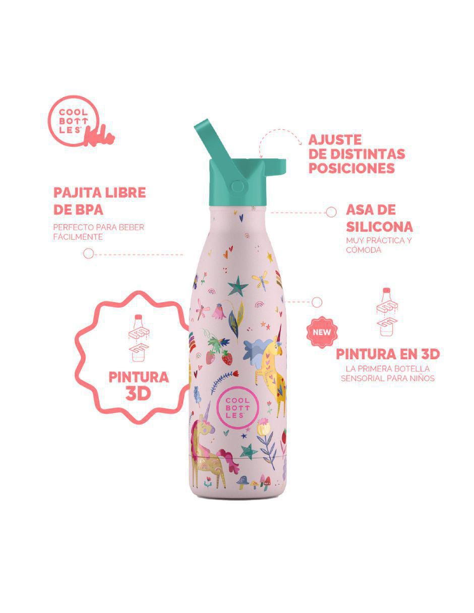 Termo de acero inoxidable Kids Unicornios Divertidos con tapa rosca 3