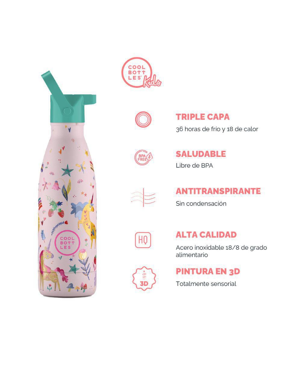 Termo de acero inoxidable Kids Unicornios Divertidos con tapa rosca 4