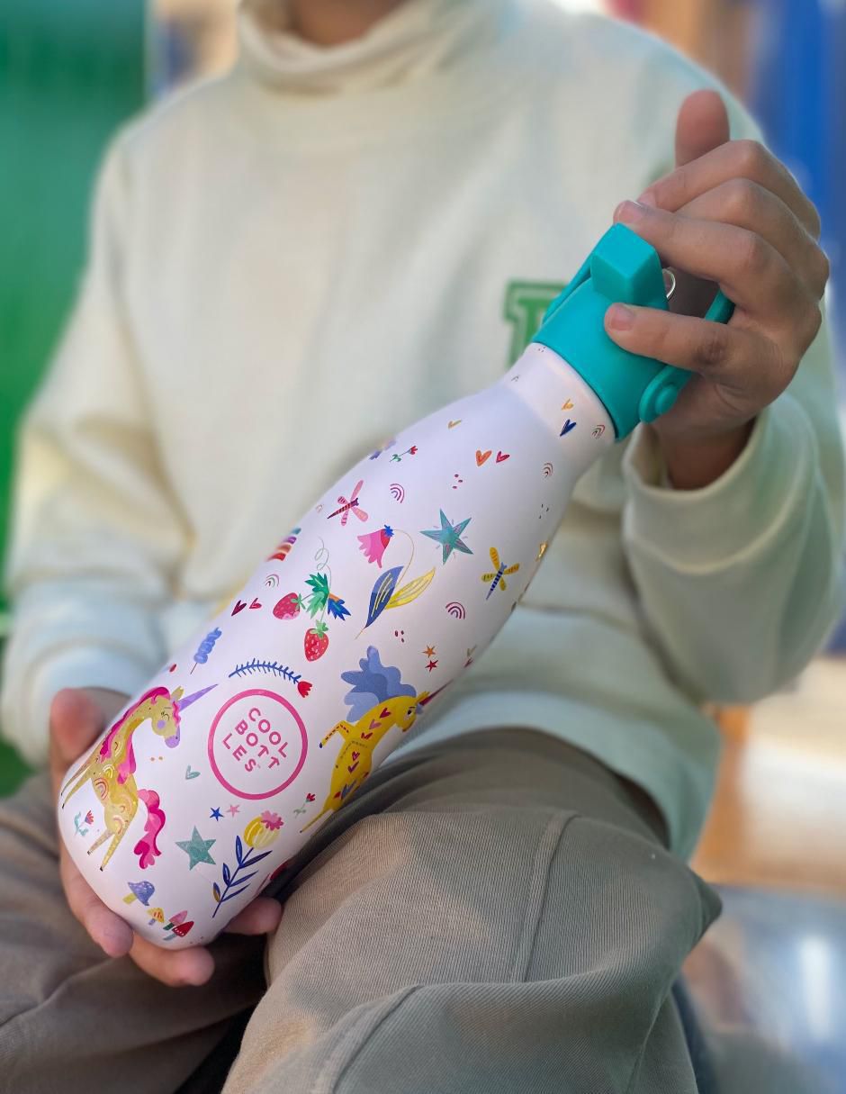 Termo de acero inoxidable Kids Unicornios Divertidos con tapa rosca 5