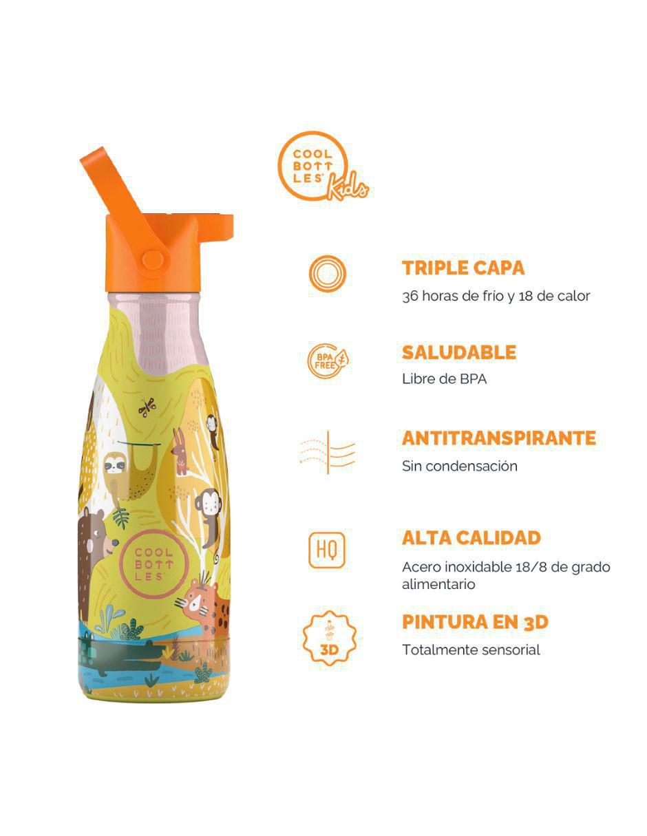 Termo de acero inoxidable Kids Jungle Park con tapa rosca 260 ml