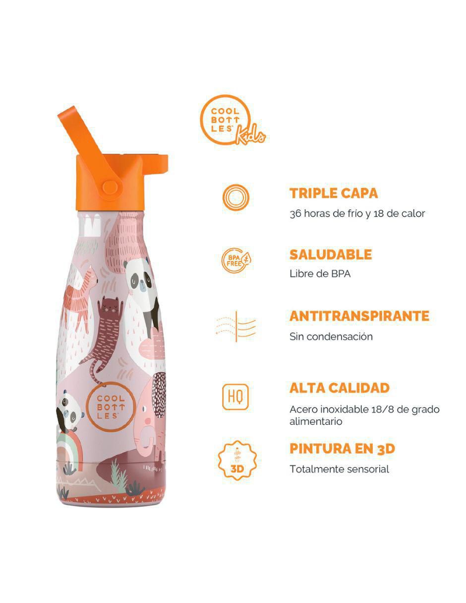 Termo de acero inoxidable Kids Panda Gang con tapa rosca 4