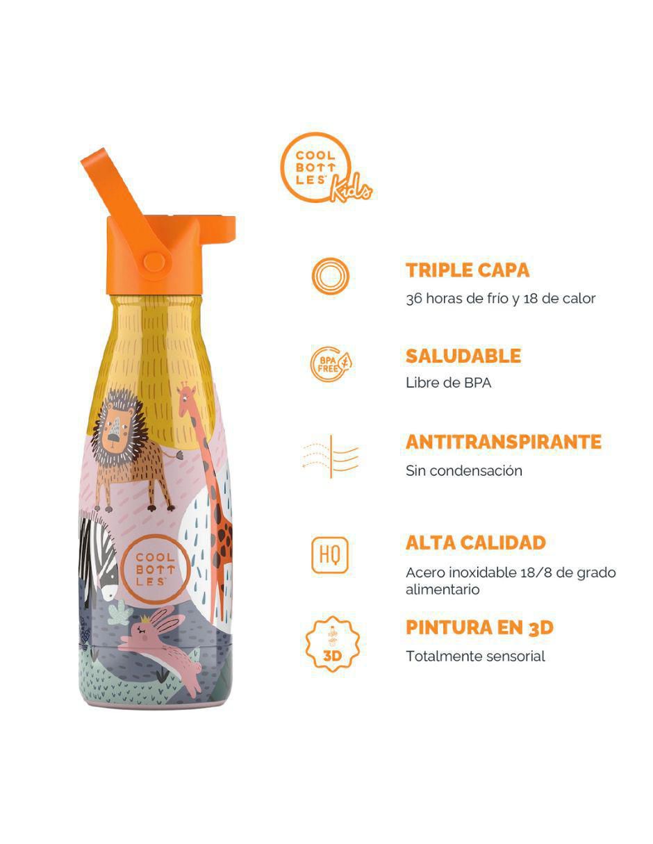 Termo de acero inoxidable Kids Savannah Kingdom con tapa rosca 260 ml