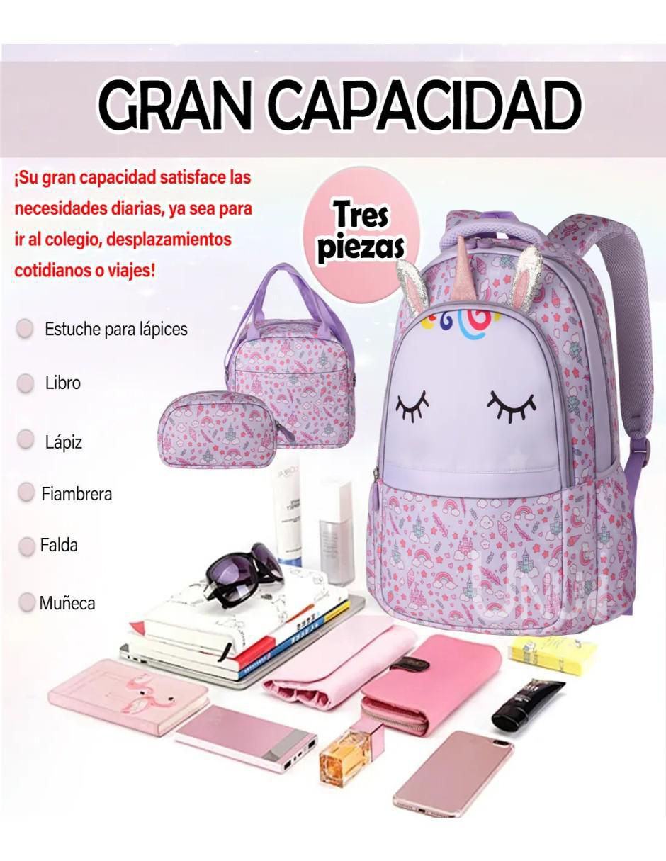 Set mochila escolar Unicornio impermeable 2