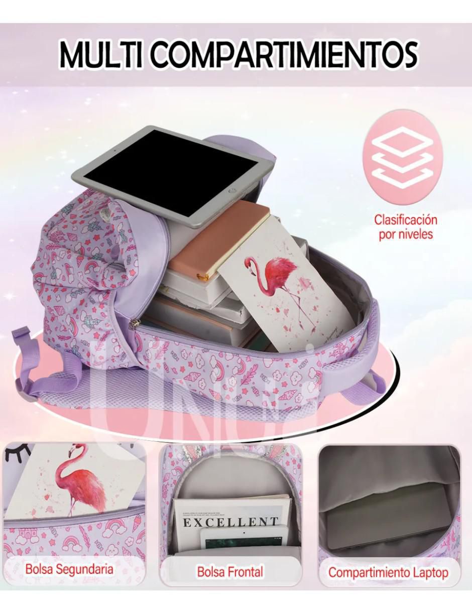 Set mochila escolar Unicornio impermeable 3