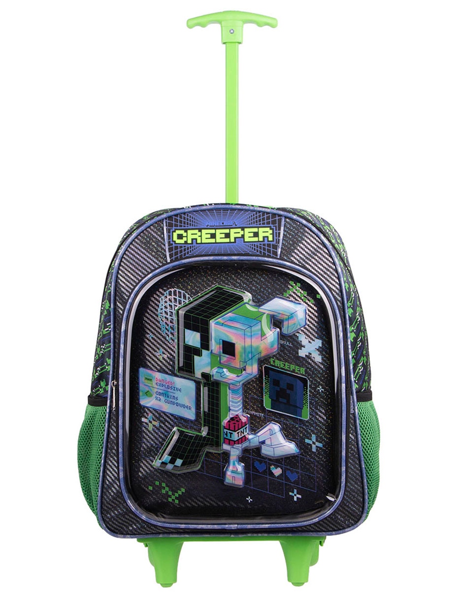 Mochila con ruedas escolar Minecraft Tetris para niño 1