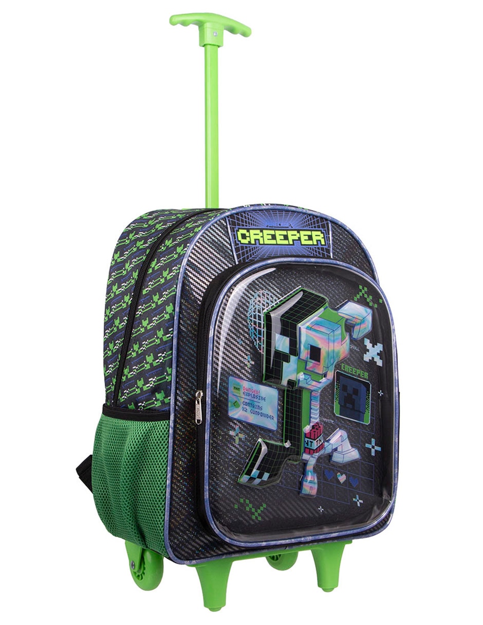 Mochila con ruedas escolar Minecraft Tetris para niño 2