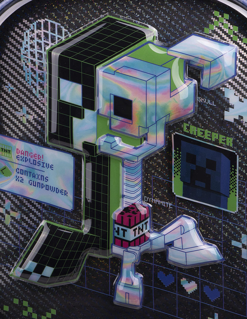 Mochila con ruedas escolar Minecraft Tetris para niño 6