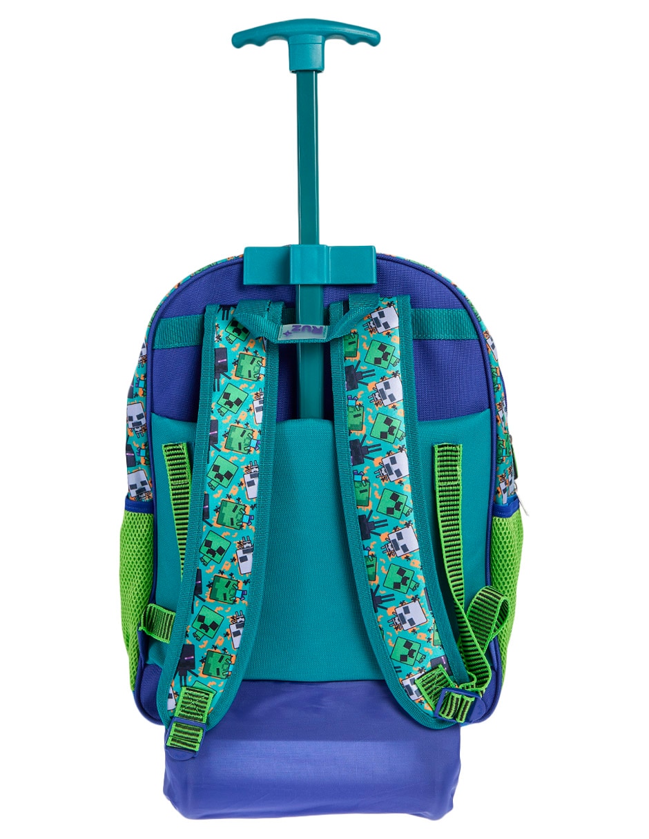 Mochila con ruedas escolar minecraft para niño 2