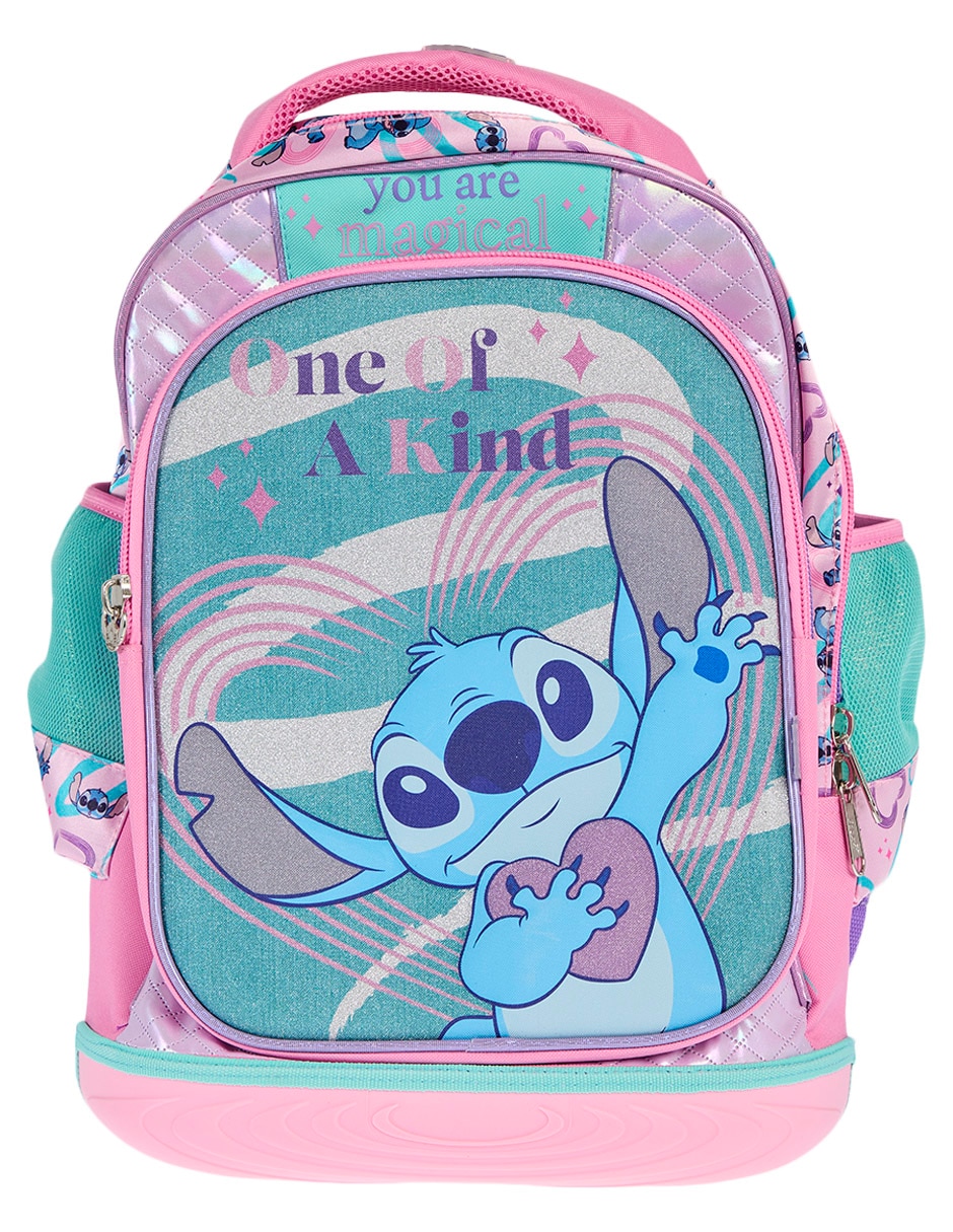Mochila Con Ruedas Escolar Stitch Amor Para Niña