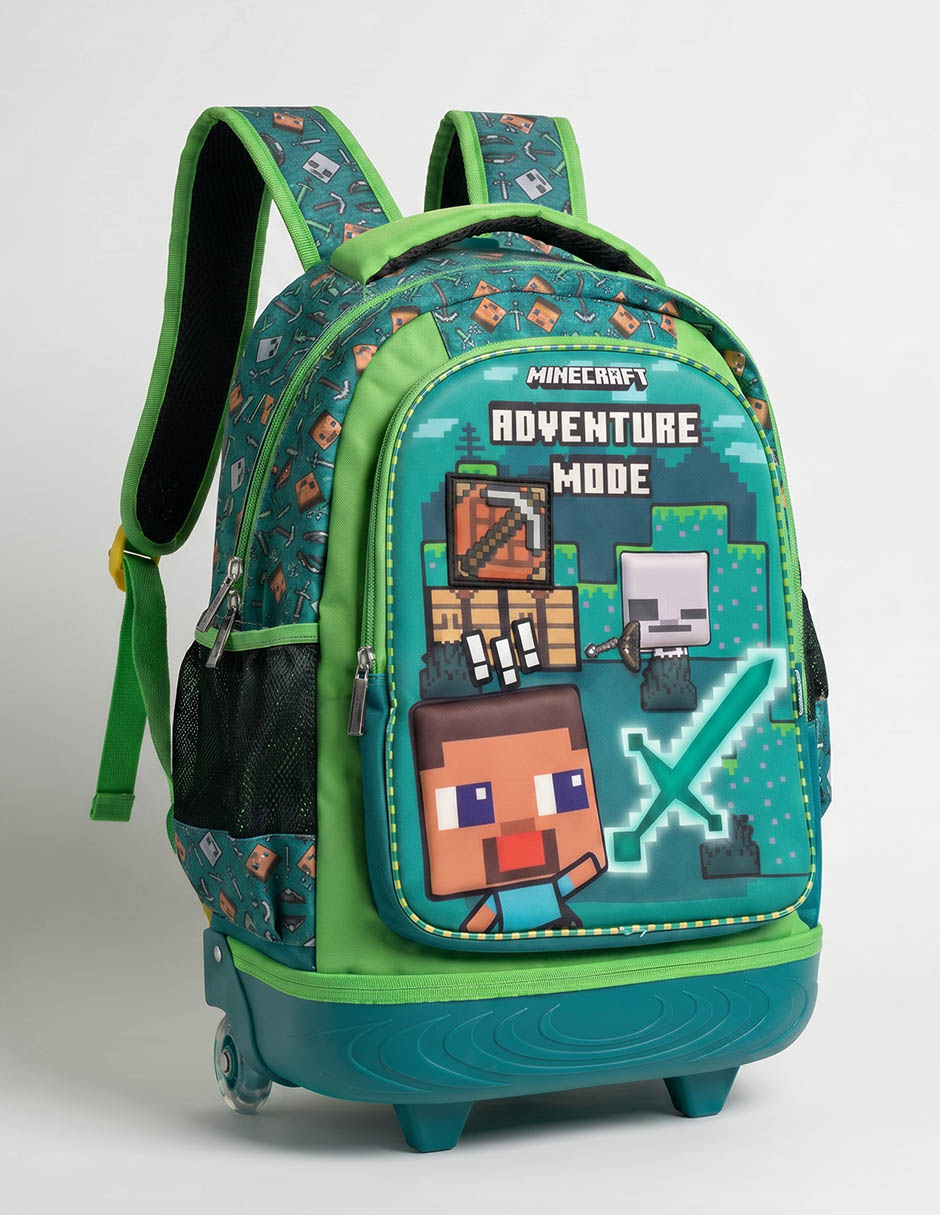 Mochila con ruedas escolar minecraft minecraft gamer para niño 2