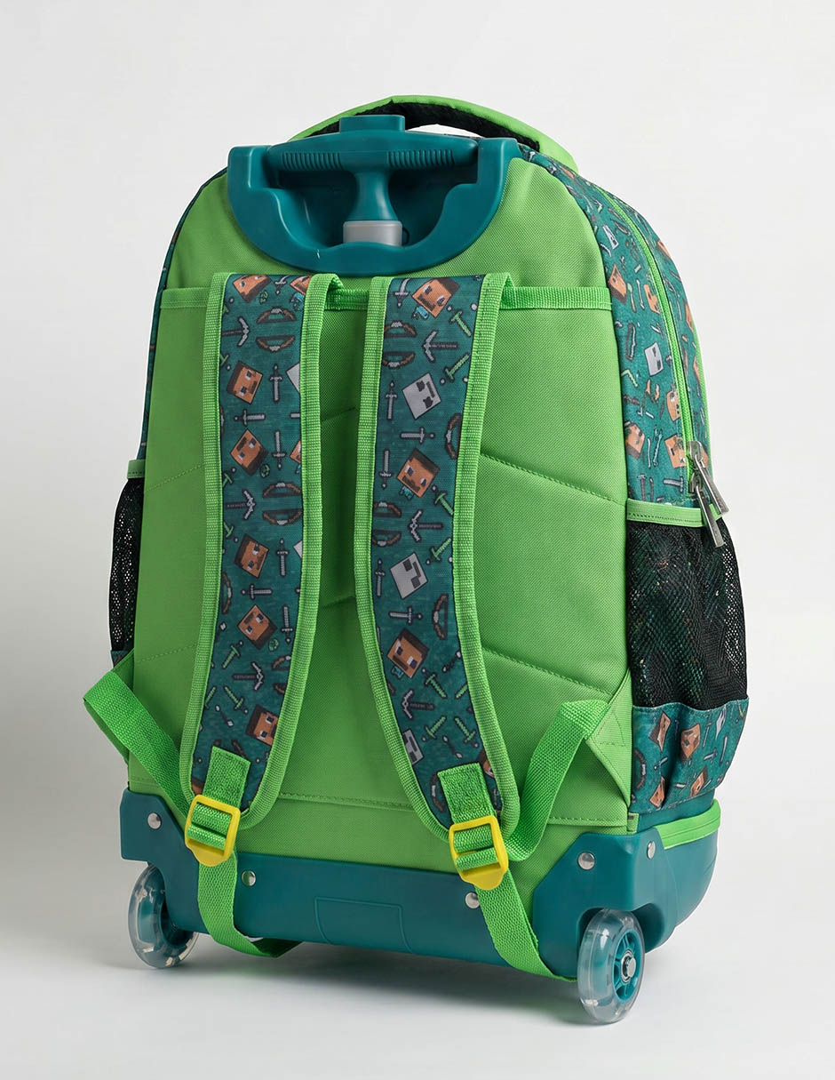 Mochila con ruedas escolar minecraft minecraft gamer para niño 3