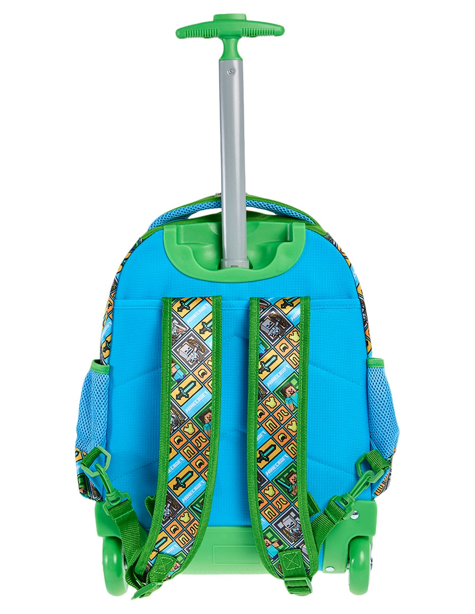 Mochila con ruedas escolar minecraft para niño 2