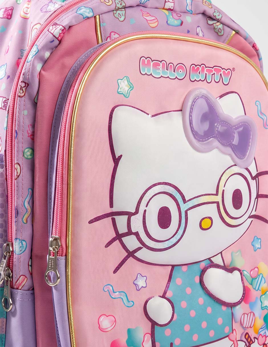 Mochila con ruedas escolar Hello Kitty Glasses para niña 3