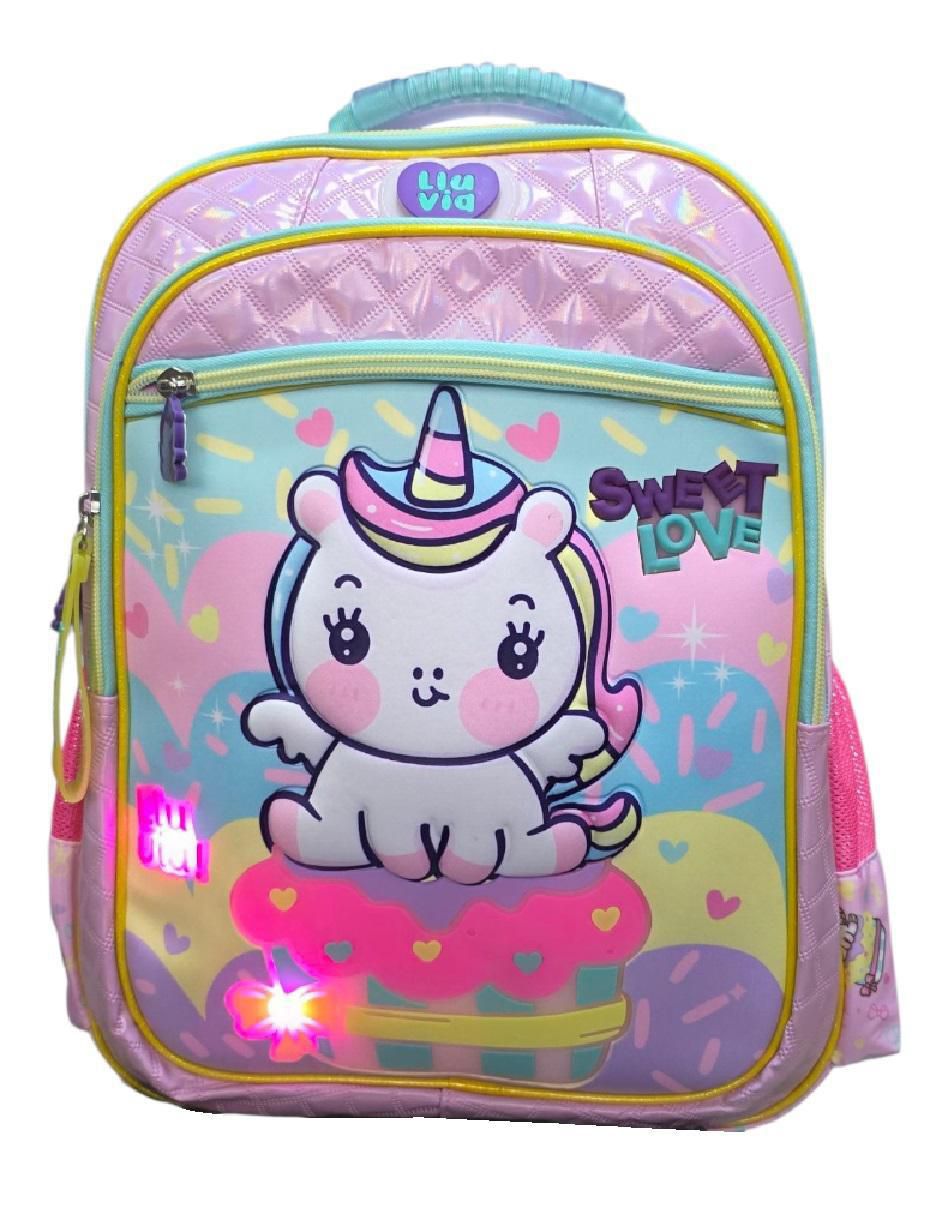 Mochila escolar Unicornio Lluvia para niña