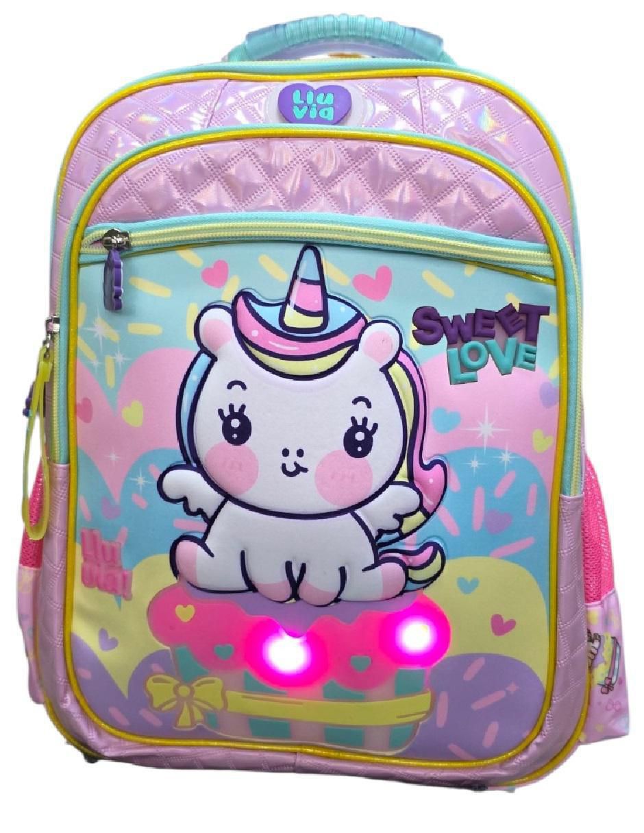 Mochila escolar Unicornio Lluvia para niña