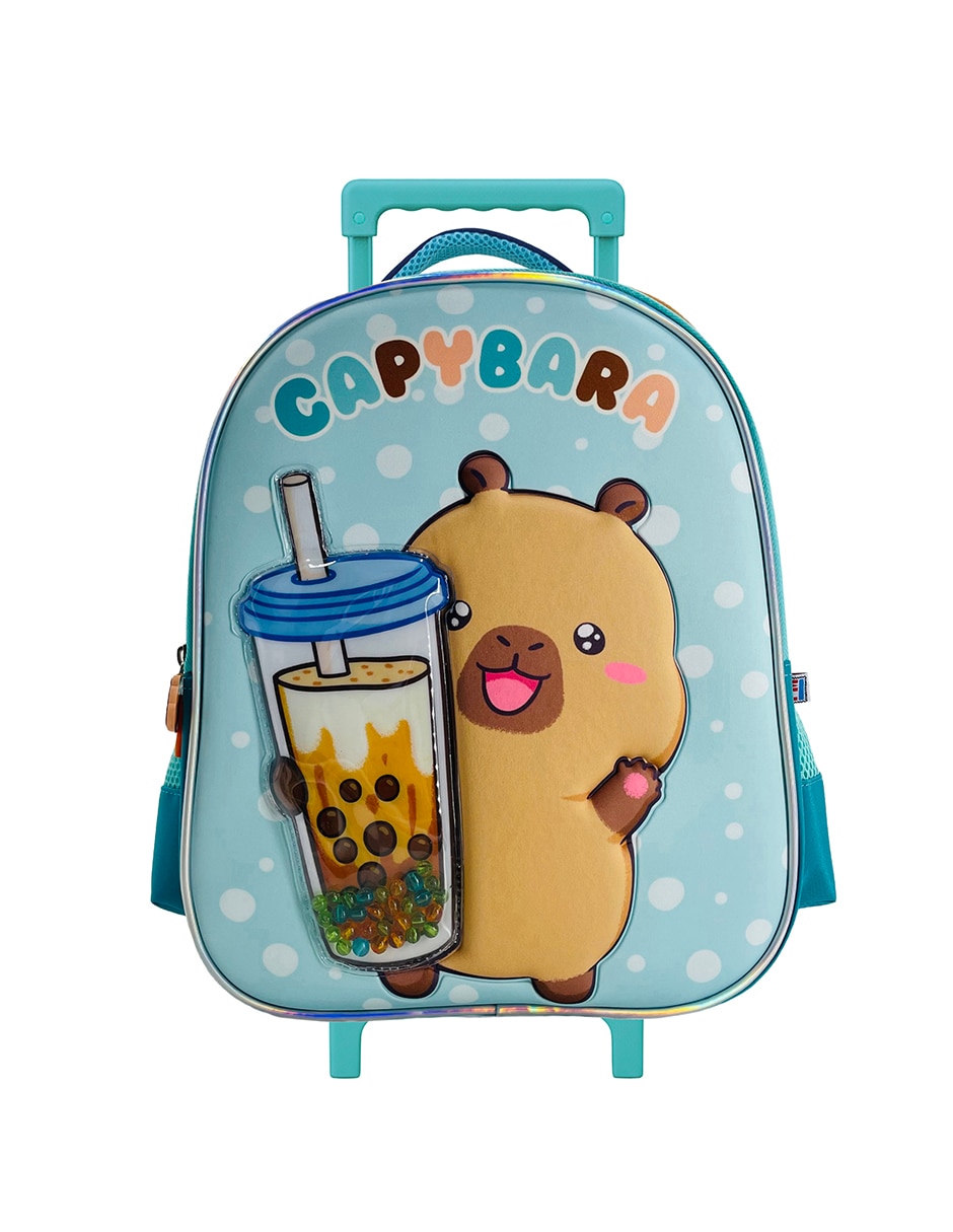 Mochila con ruedas escolar capibara Fotorama capy bobba tea unisex