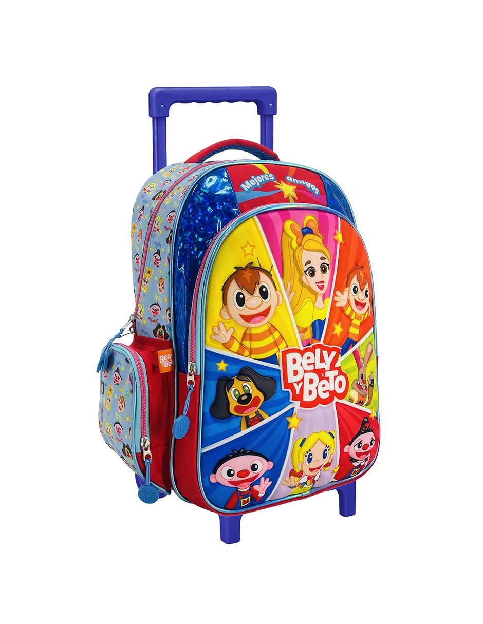 Mochila con ruedas escolar bely y beto mejores amigos unisex