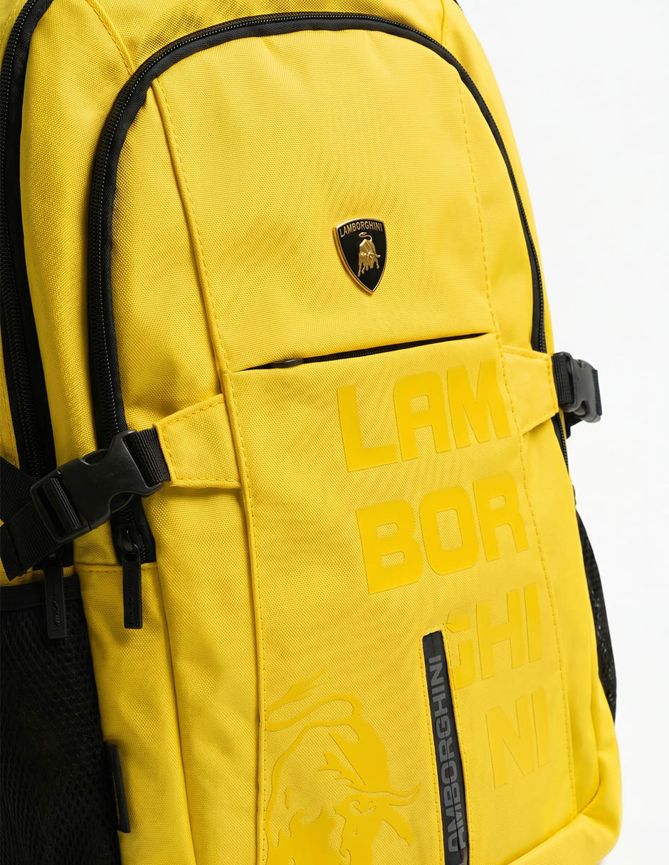 Mochila escolar lamborghini letters yellow para niño