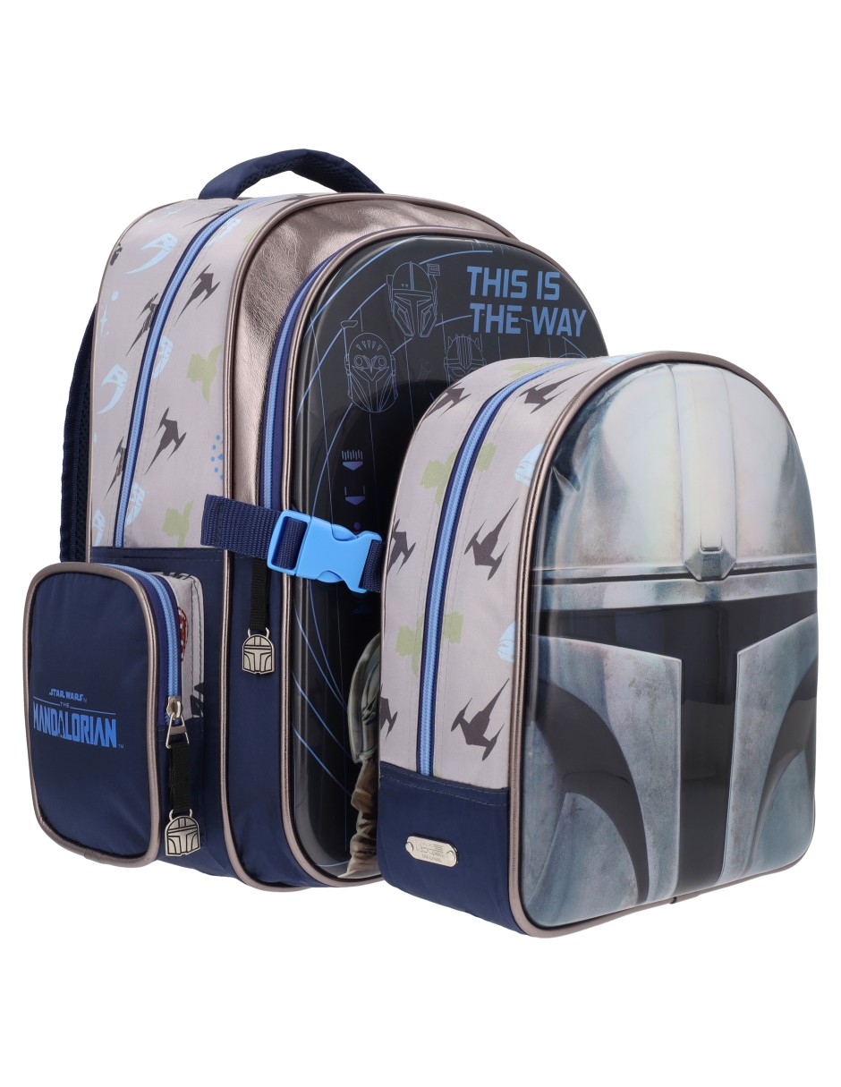 Set mochila escolar The Mandalorian Star Wars para niño