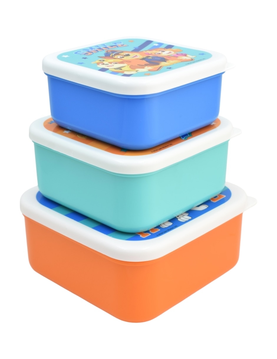 Contenedor con tapa Paw Patrol de plástico 3 piezas Contenedor con tapa Paw Patrol de plástico 3 piezas