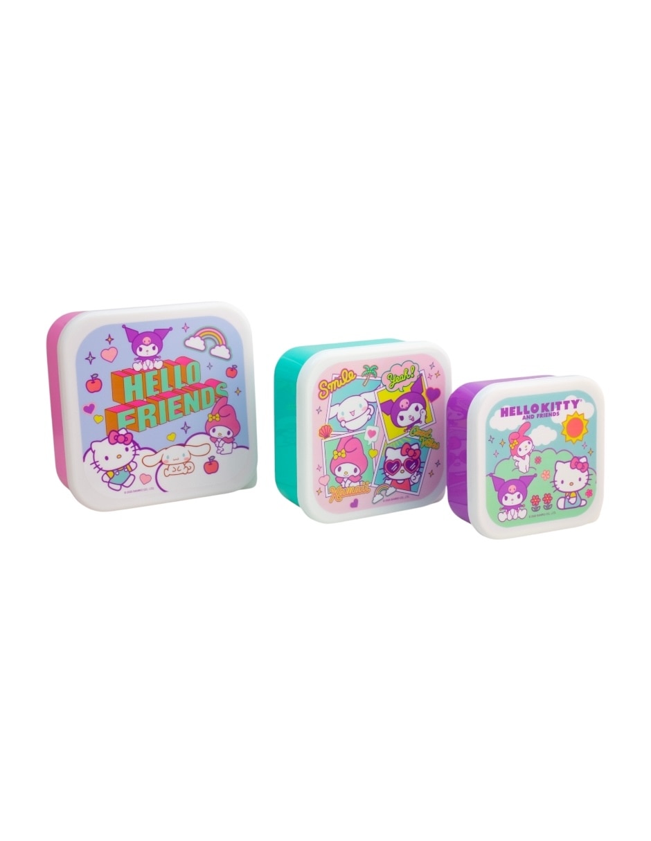 Contenedor con tapa Hello Kitty de plástico 3 piezas 1