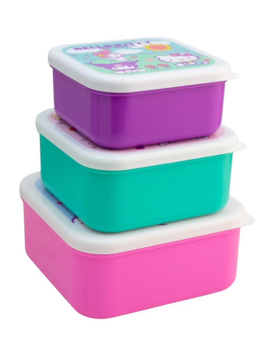 Contenedor con tapa Hello Kitty de plástico 3 piezas 2