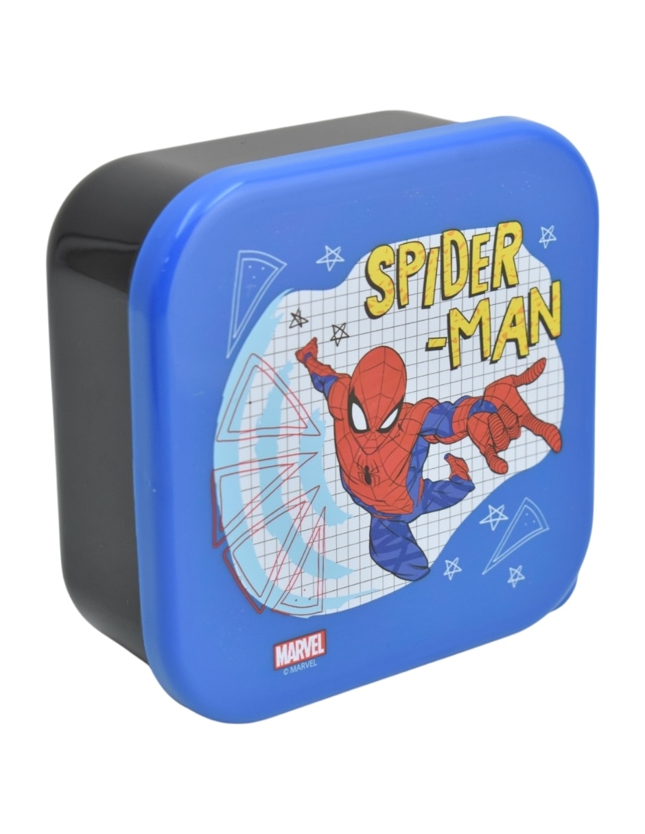 Set contenedores con tapa Spiderman de plástico 3 piezas