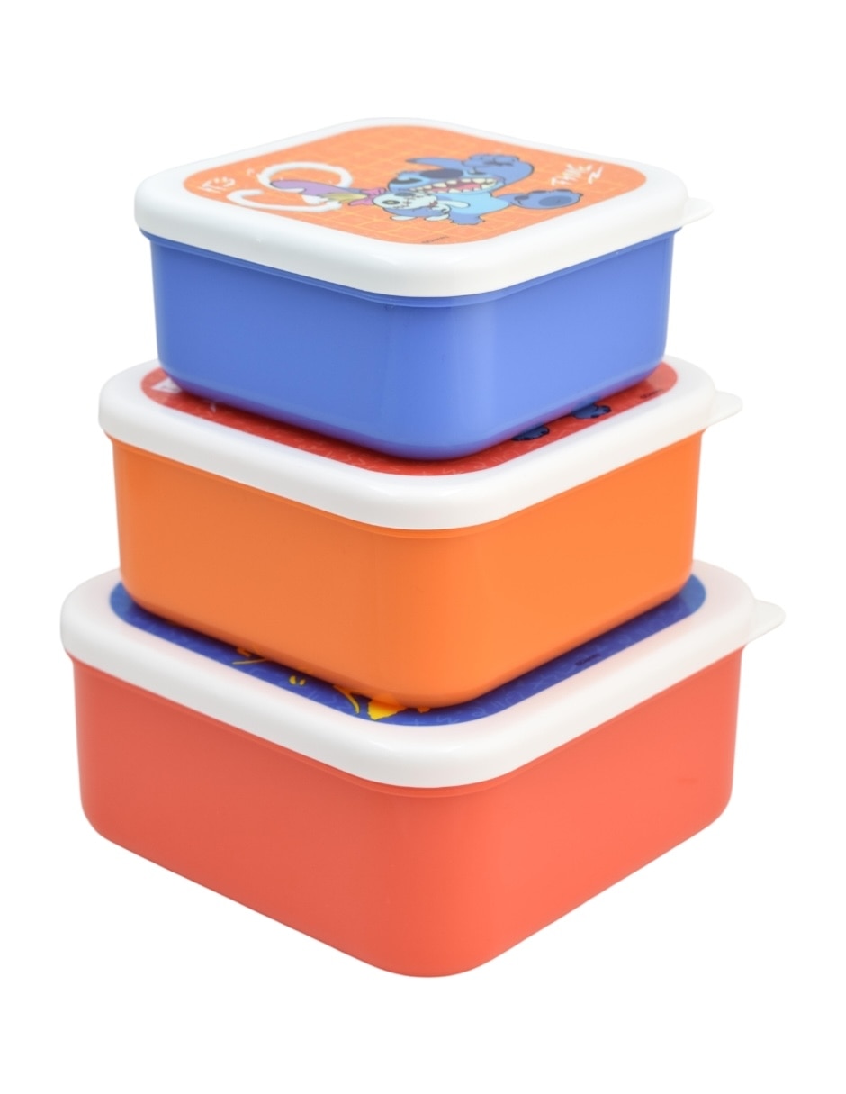 Set contenedores con tapa regalos siglo xxi stitch de plástico 3 piez