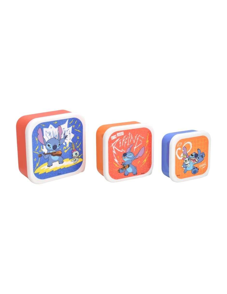 Set contenedores con tapa regalos siglo xxi stitch de plástico 3 piez