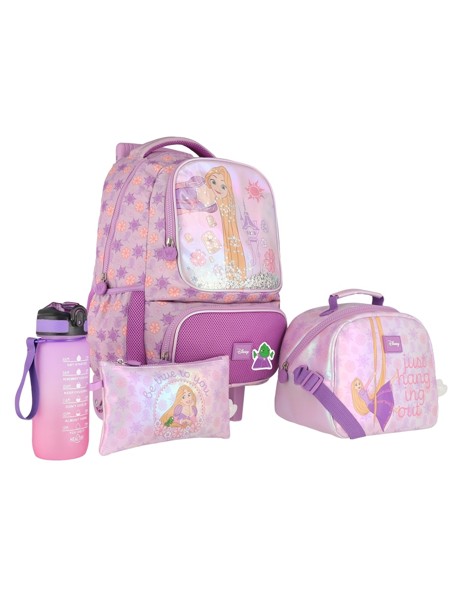 Set mochila escolar rapunzel disney para niña 2