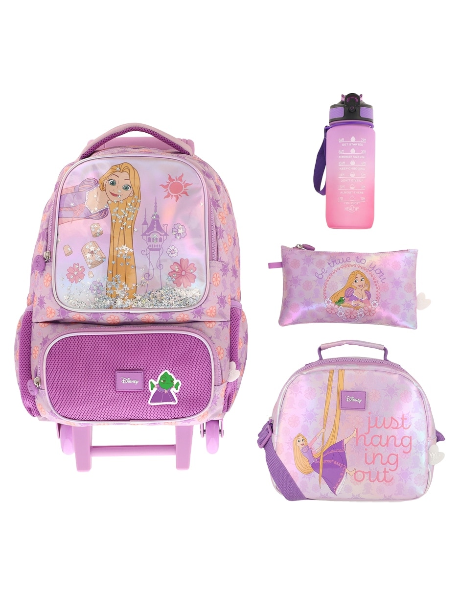 Set mochila escolar rapunzel disney para niña