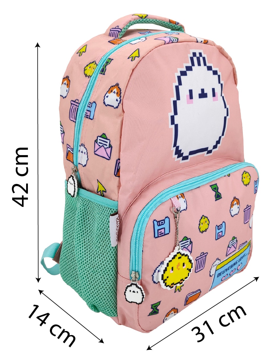 Mochila escolar molang molang pixel no 'para' unisex