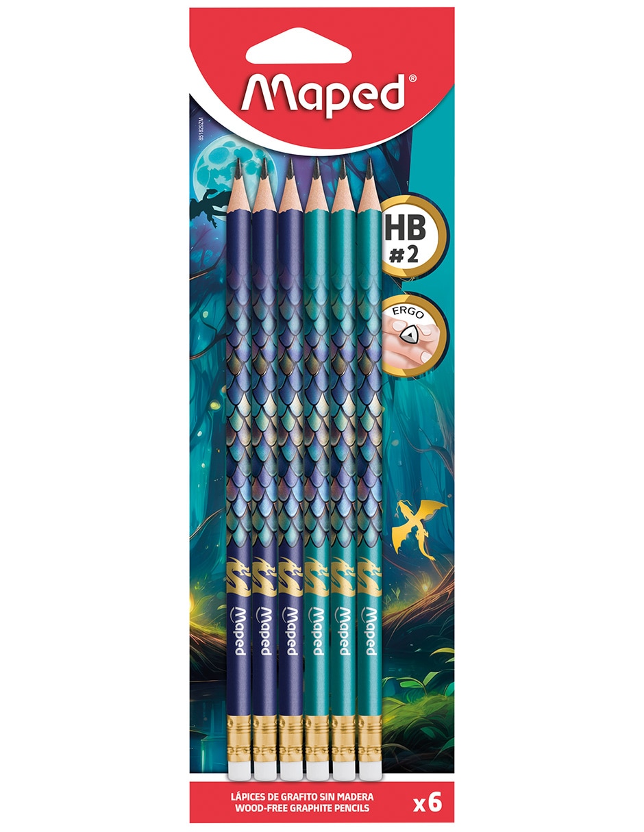 Set lápiz Dragón triangular HB 6 piezas 1