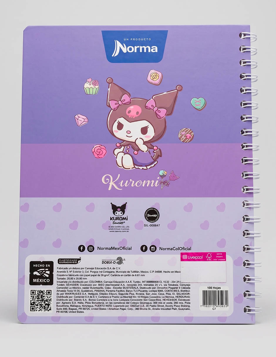 Cuaderno Kuromi cuadro grande 2