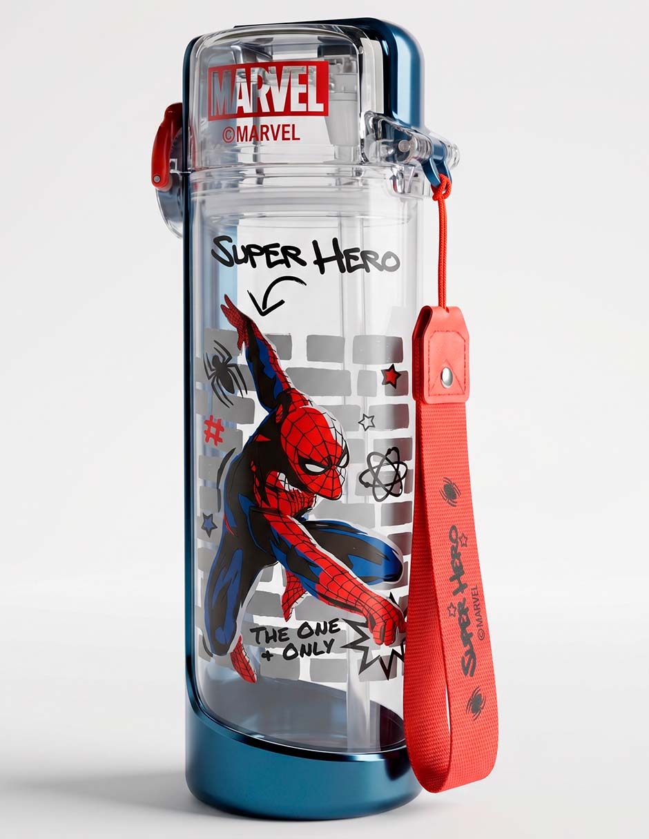 Botella de plástico Spider Man con tapa a presión 800 ml 1