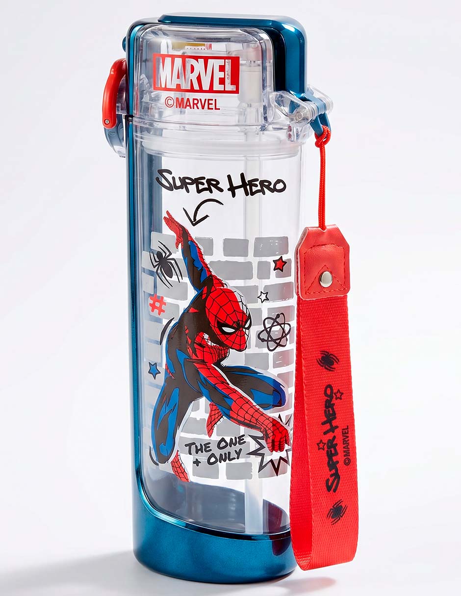 Botella de plástico Spider Man con tapa a presión 800 ml Botella de plástico Spider Man con tapa a presión 800 ml
