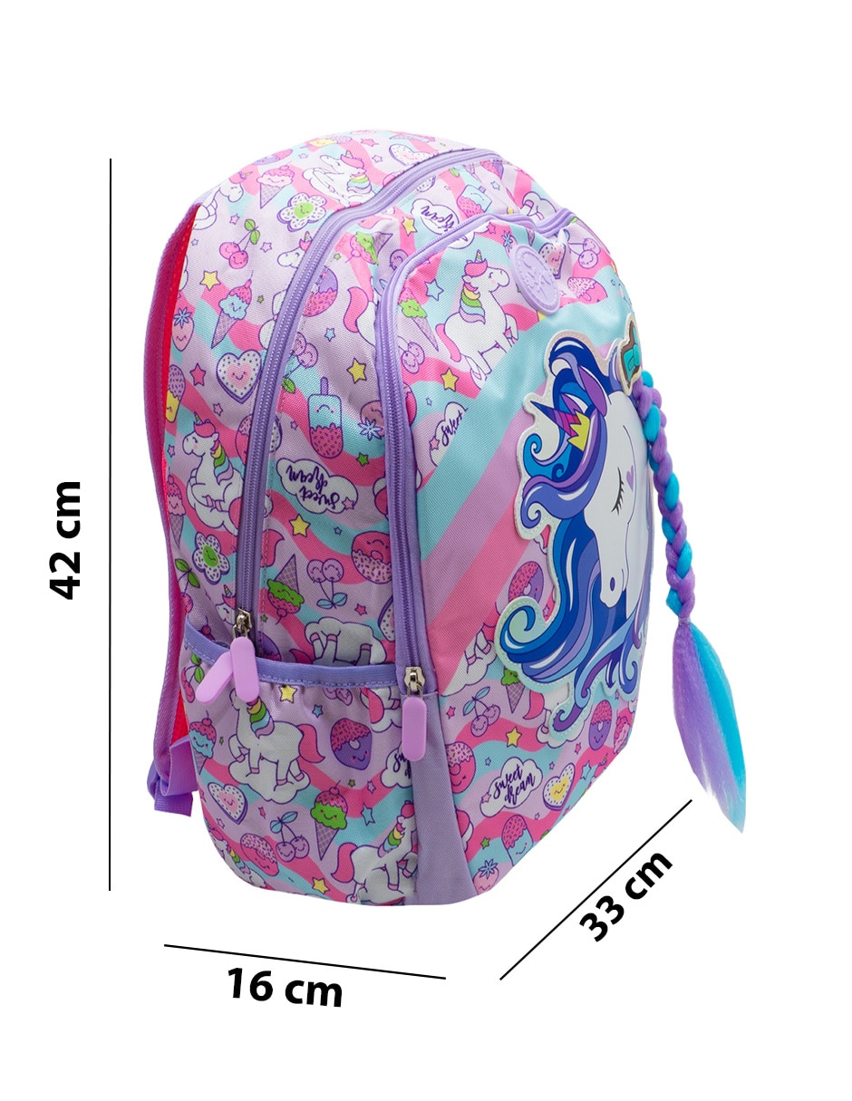 Mochila escolar unicornio para niña 3